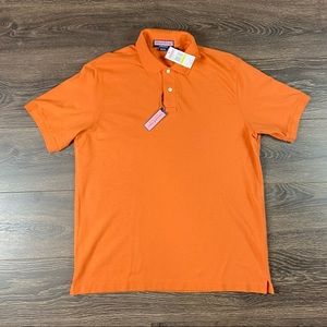 Vineyard Vines Men’s Business Casual Solid Burnt Orange Polo Shirt Size M NEW
